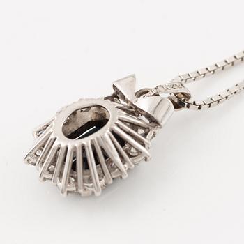 Pendant, Lennart Magnusson, 18K white gold with dark sapphire and brilliant-cut diamonds, chain included.