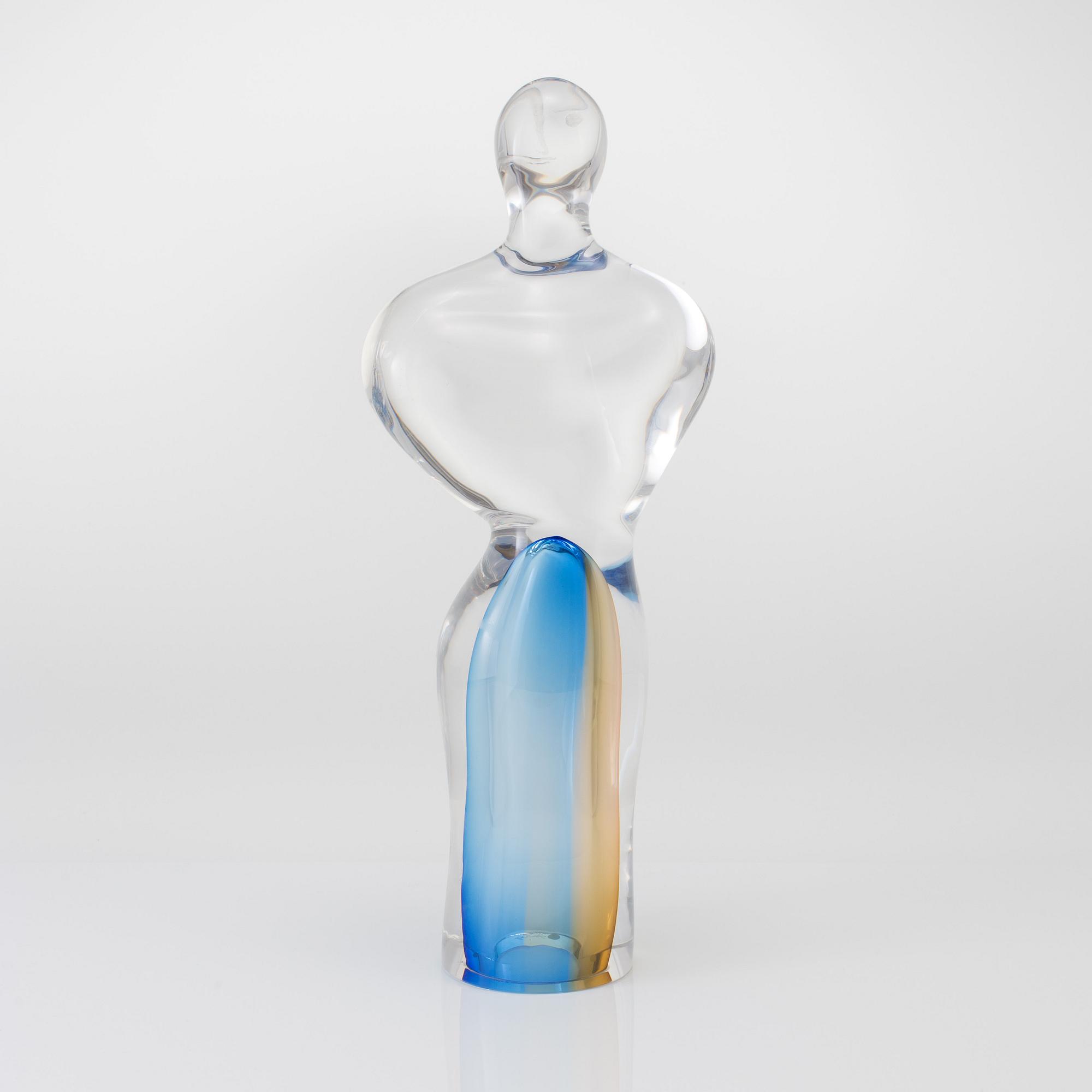 GÖRAN WÄRFF, unik skulptur av glas, Kosta Boda 1989.
