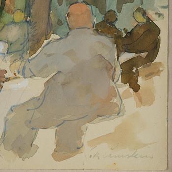 Lotte Laserstein, Café scene under the trees.