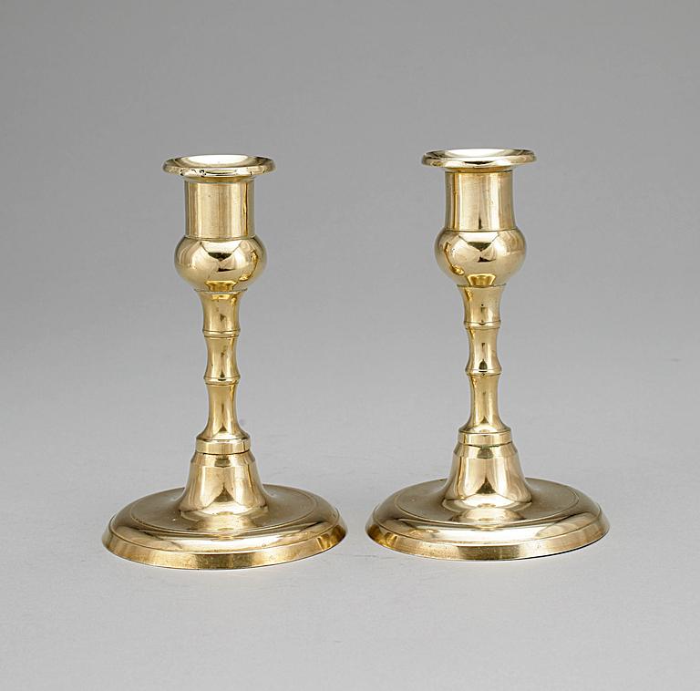 LJUSSTAKAR, 6 st, mässing, 1800/1900-tal.