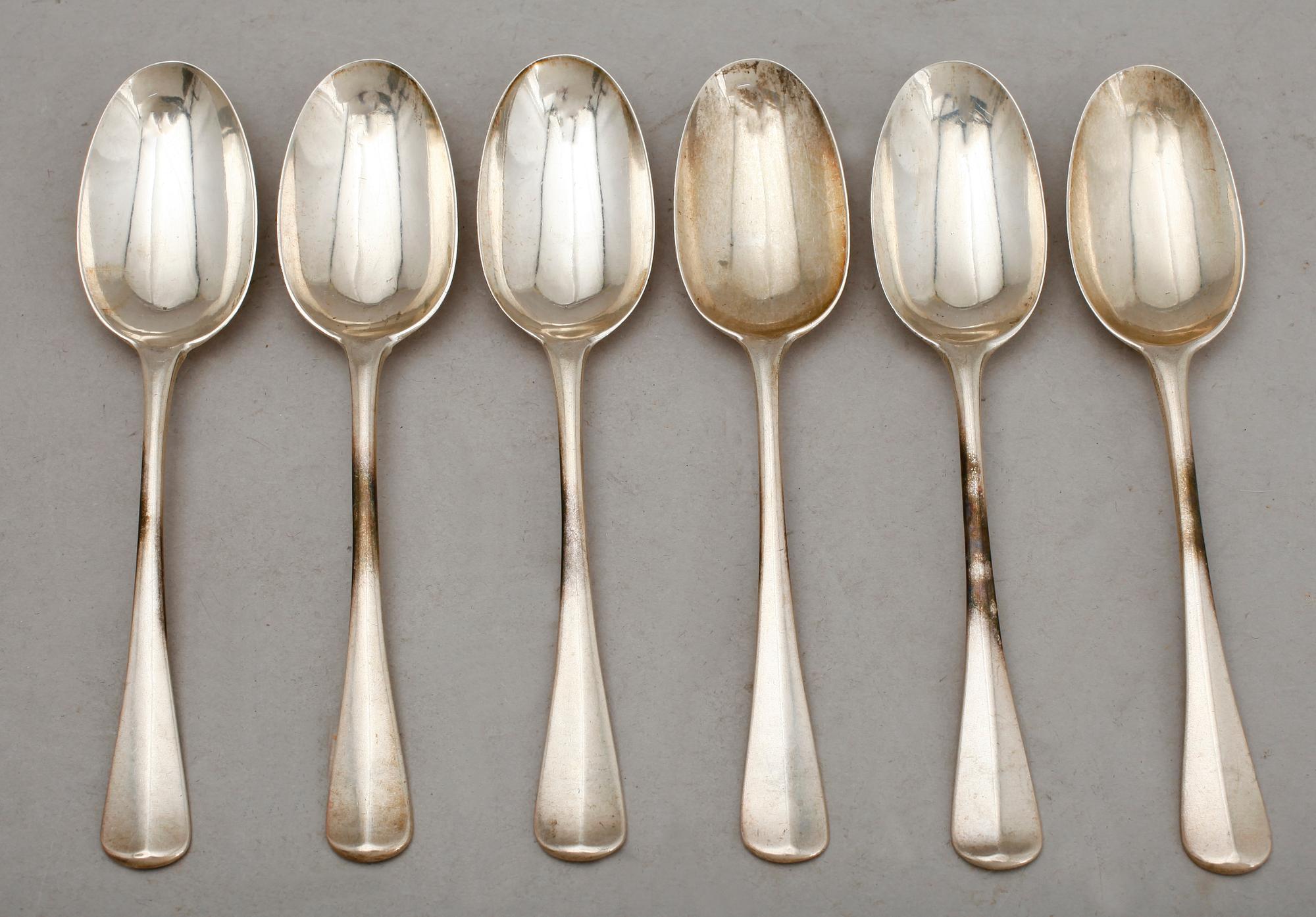 DESSERTSKEDAR, 6 st, silver, England. Vikt 227 g.