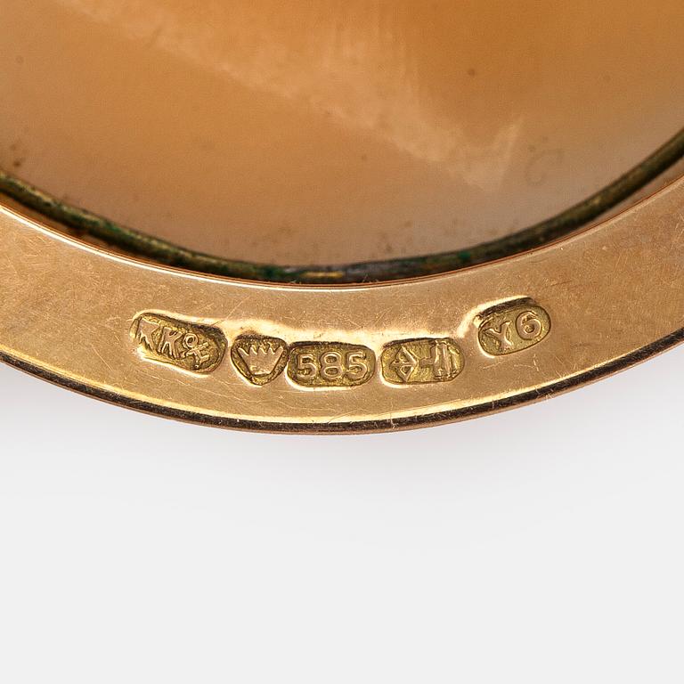 Rintakoru / riipus, kamee, 14K kultaa, Suomi 1952.