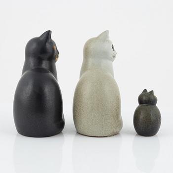 Lisa Larson, a group of three stoneware figurines, Gustavsbergs studio and K-Studion, Gustavsberg.