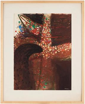 CO Hultén, gouache på papper, signerad och utförd på 1950-talet.