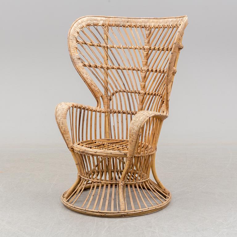 a rattan chair by Gio Ponti & Lio Carminati, Italy, second half of the 20th century.