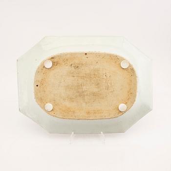 A Chinese famille rose tureen with cover and plate later part of the 18th century.