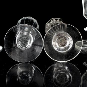 Six champagne glasses, 19th century.