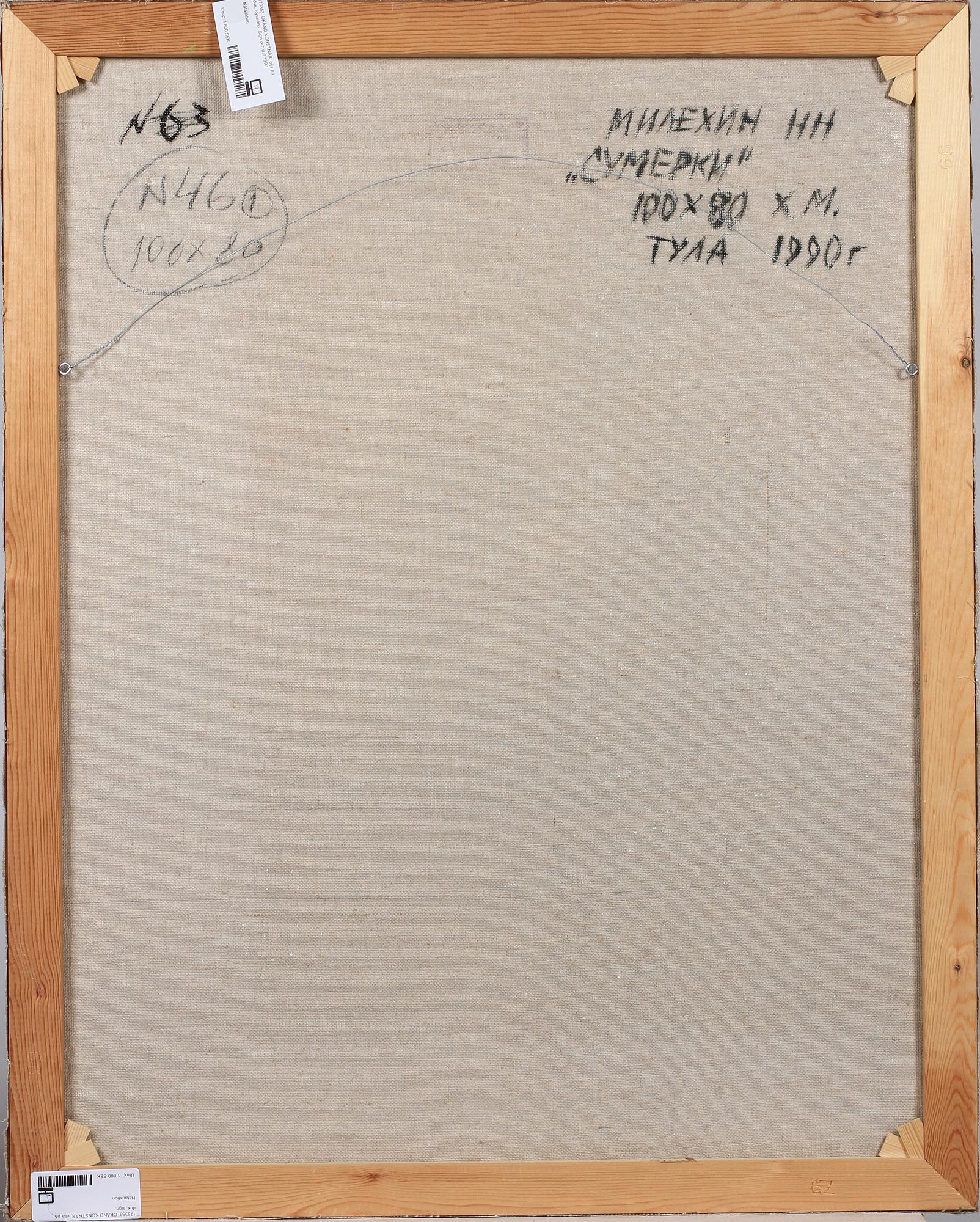 OKÄND KONSTNÄR, olja på duk, Ryssland. Sign och dat a tergo 1990.