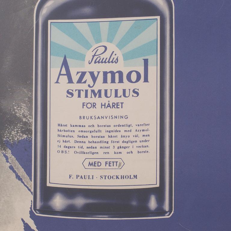 REKLAMAFFISCH, "Paulis Azymol Stimulus" 1900-talets mitt.