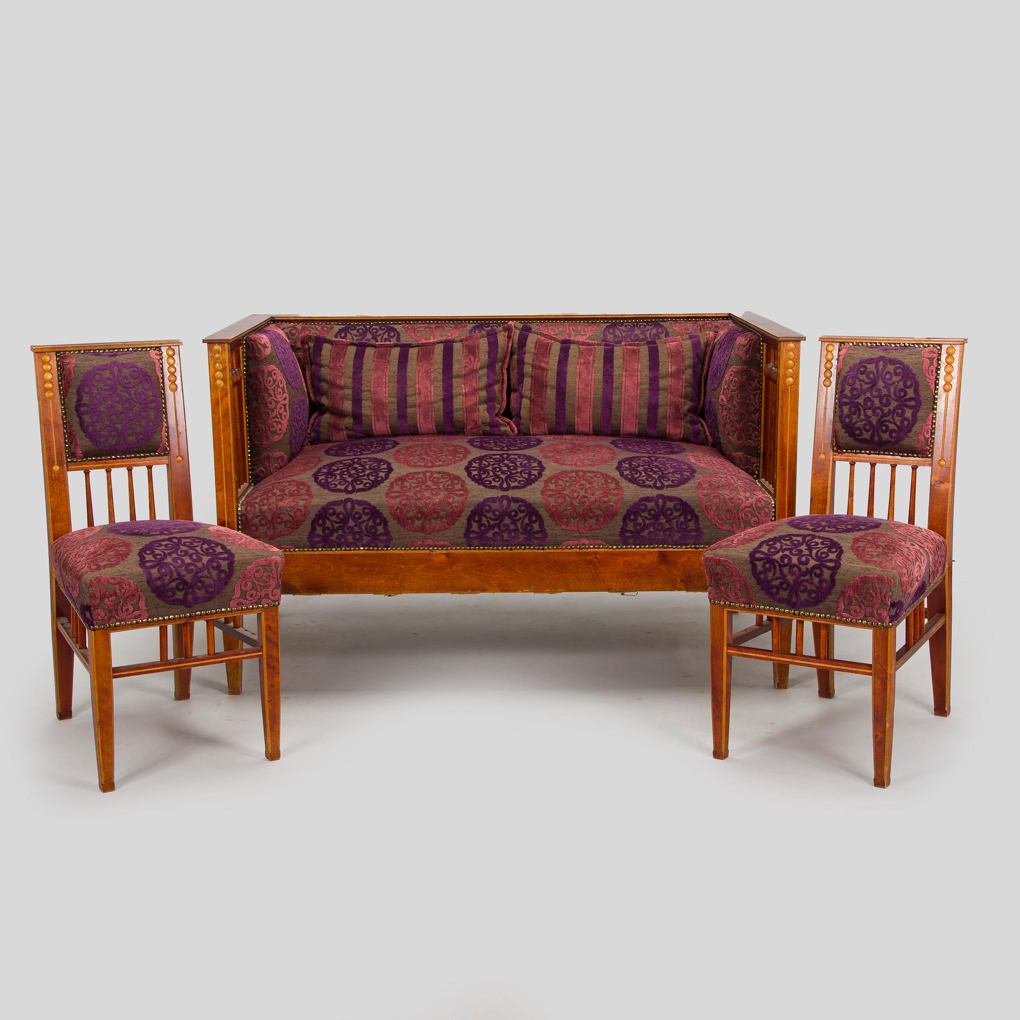 A 3-piece furniture suite, made to order for a private home, early 20th century.