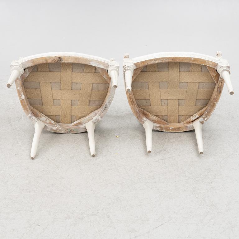 Karmstolar ett par, gustavianska, 17/1800-tal.