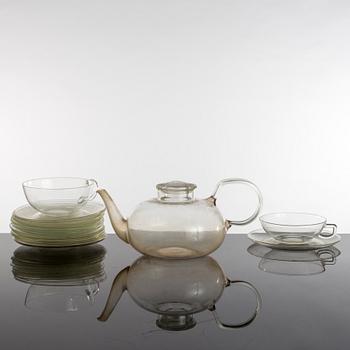 WILHELM WAGENFELT, 36 delar till teservis, delar, för Jenaer Glaswerke, Jena.