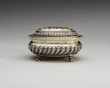 A German early 18th century silver-gilt toilette-box, makers mark possibly of Peter Weron, Augsburg 1708-1710.