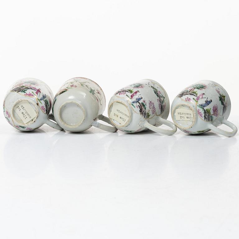 A group of 12 famille rose cups, Qing dynasty, Qianlong (1736-95).