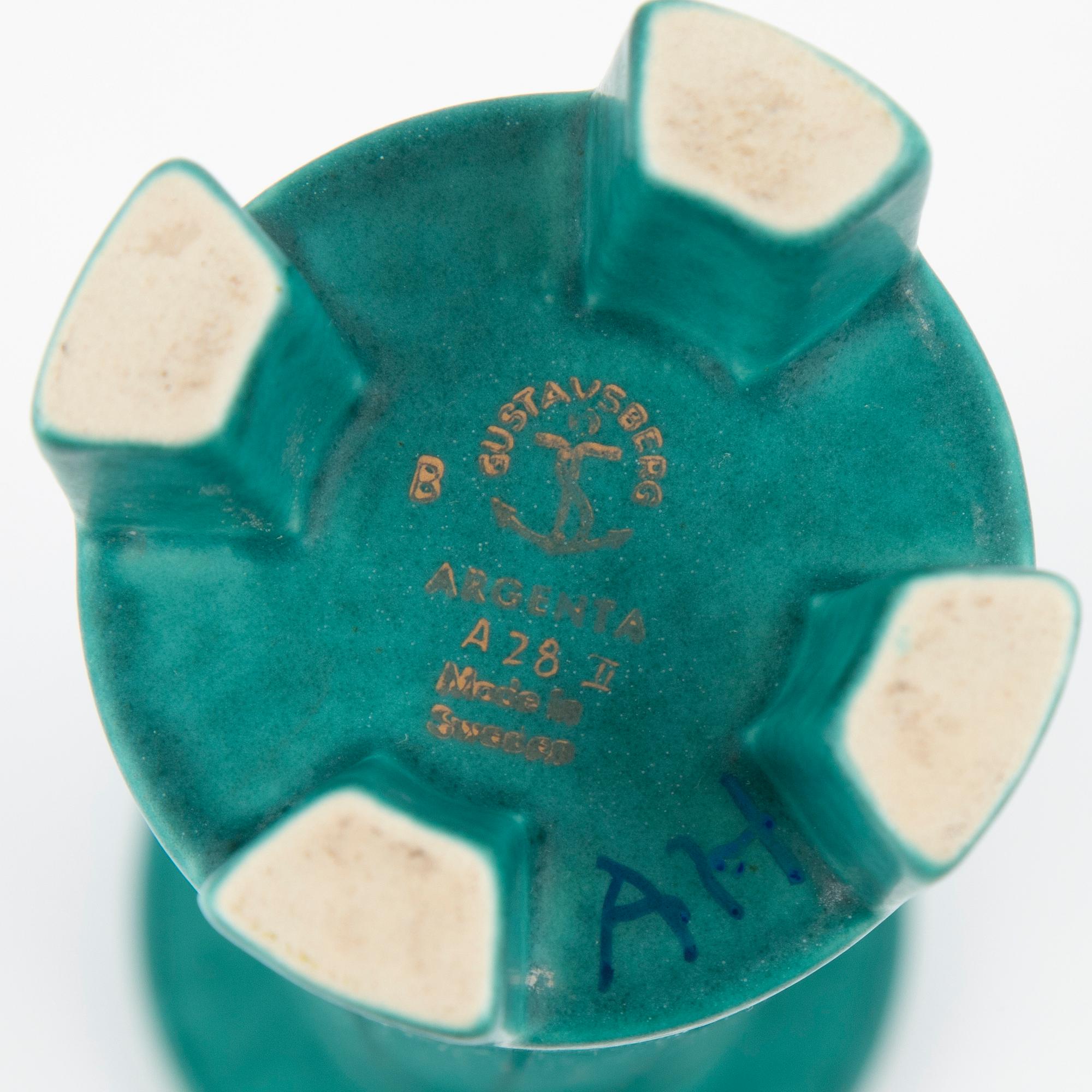 Wilhelm Kåge, ljusstakar, ett par samt vas, "Argenta", Gustavsberg.