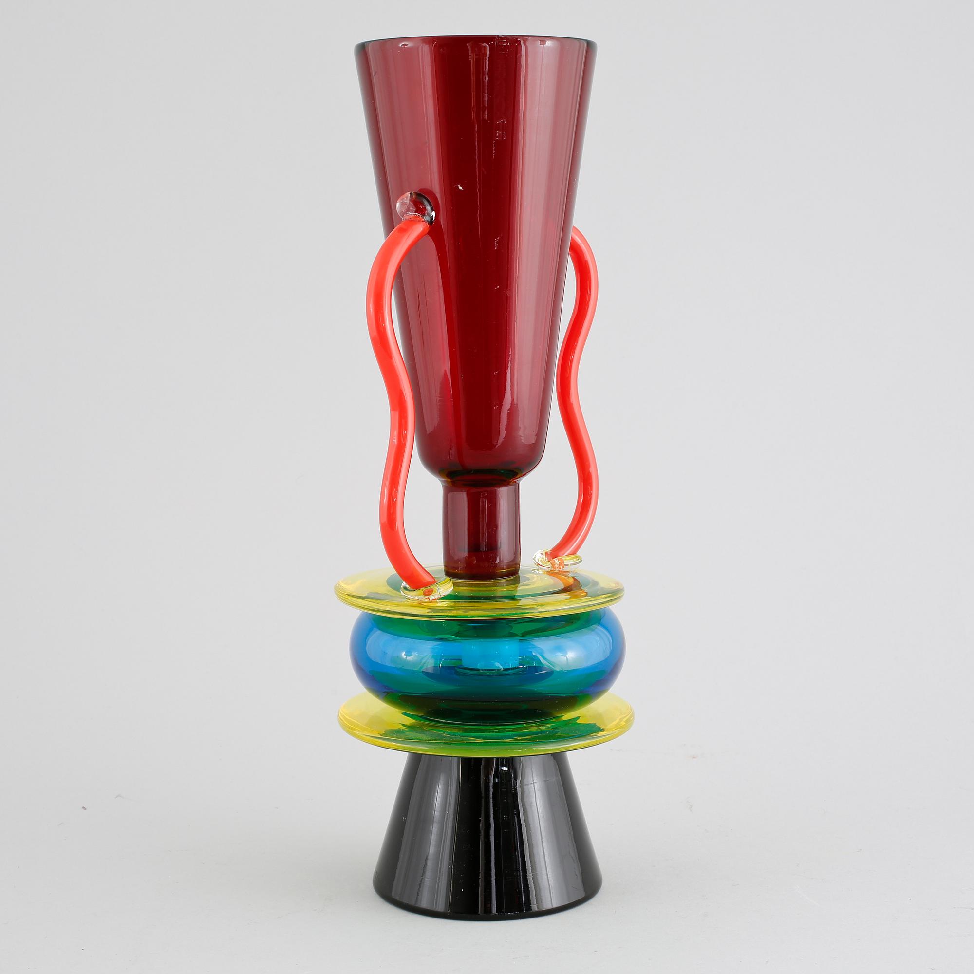 ETTORE SOTTSASS, vas, "Sirio", Memphis Milano, Toso Vetri d'Arte, formgiven 1982.