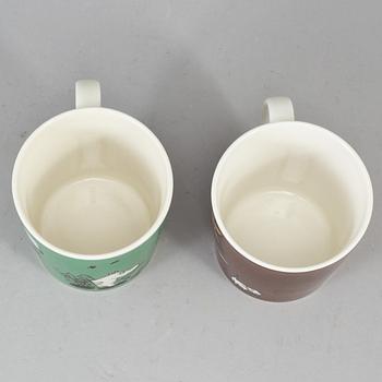 Two Moomin Characters porcelain mugs from Arabia, Finland.