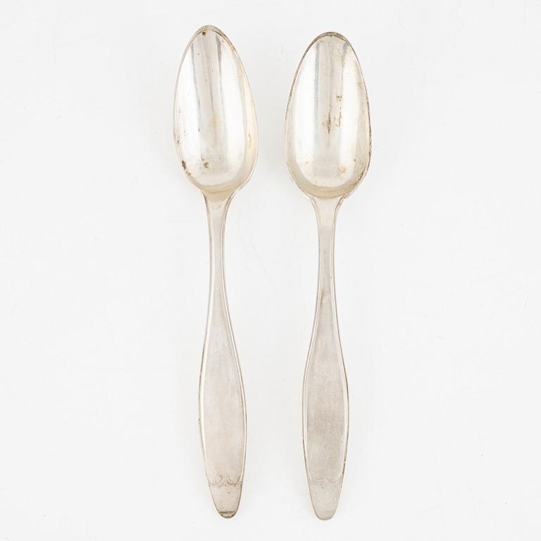 Two Silver Tablespoons, probably Germany, 19th Century.