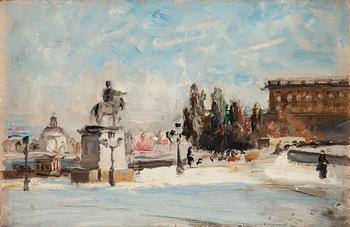 Carl Skånberg & Ernst Josephson, "Utsikt över Gustaf Adolfs torg med slottet" (View over Gustaf Adolf Plaza and the Royal Palace in Stockholm).