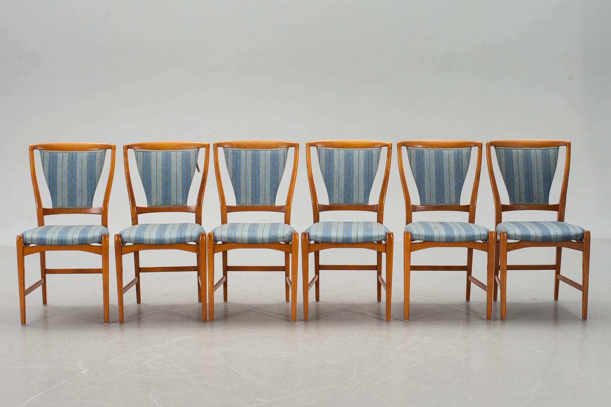 MATBORD, "Ambassadör", Carl Malmsten, Åfors möbelfabrik samt STOLAR, 6 st, 1900-talets andra hälft.