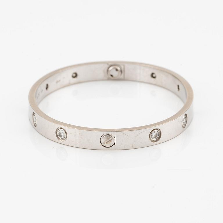 Cartier armband " Love" 18K vitguld med tio runda briljantslipade diamanter.