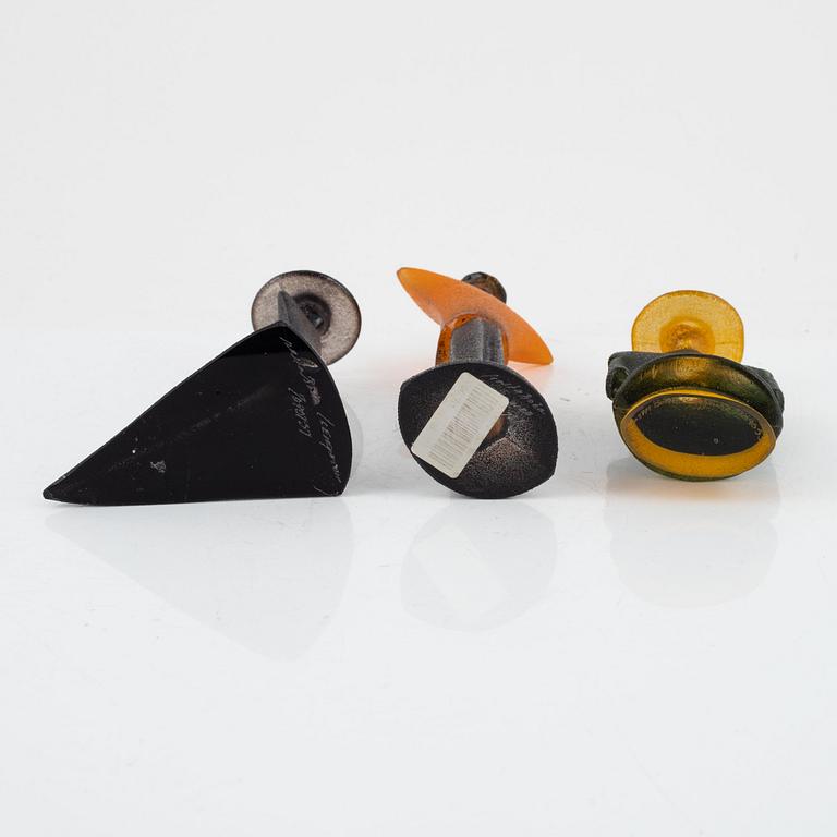 Kjell Engman, a a group of three figurines from the 'Catwalk' series, Kosta Boda.