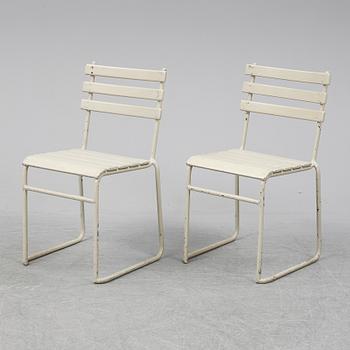 Five garden chairs, 1930's.