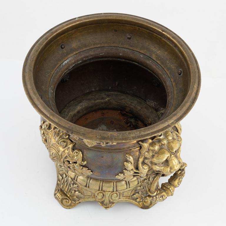 A renaissance style brass pot, around 1900.