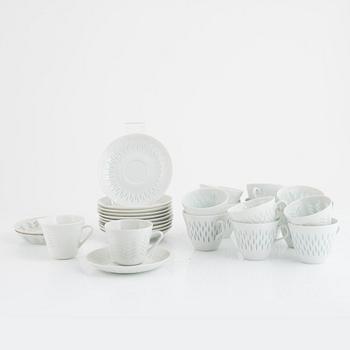 Friedl Holzer-Kjellberg, Arabia, coffee service, rice porcelain, 14 pieces, signed F.H.Kj Arabia.