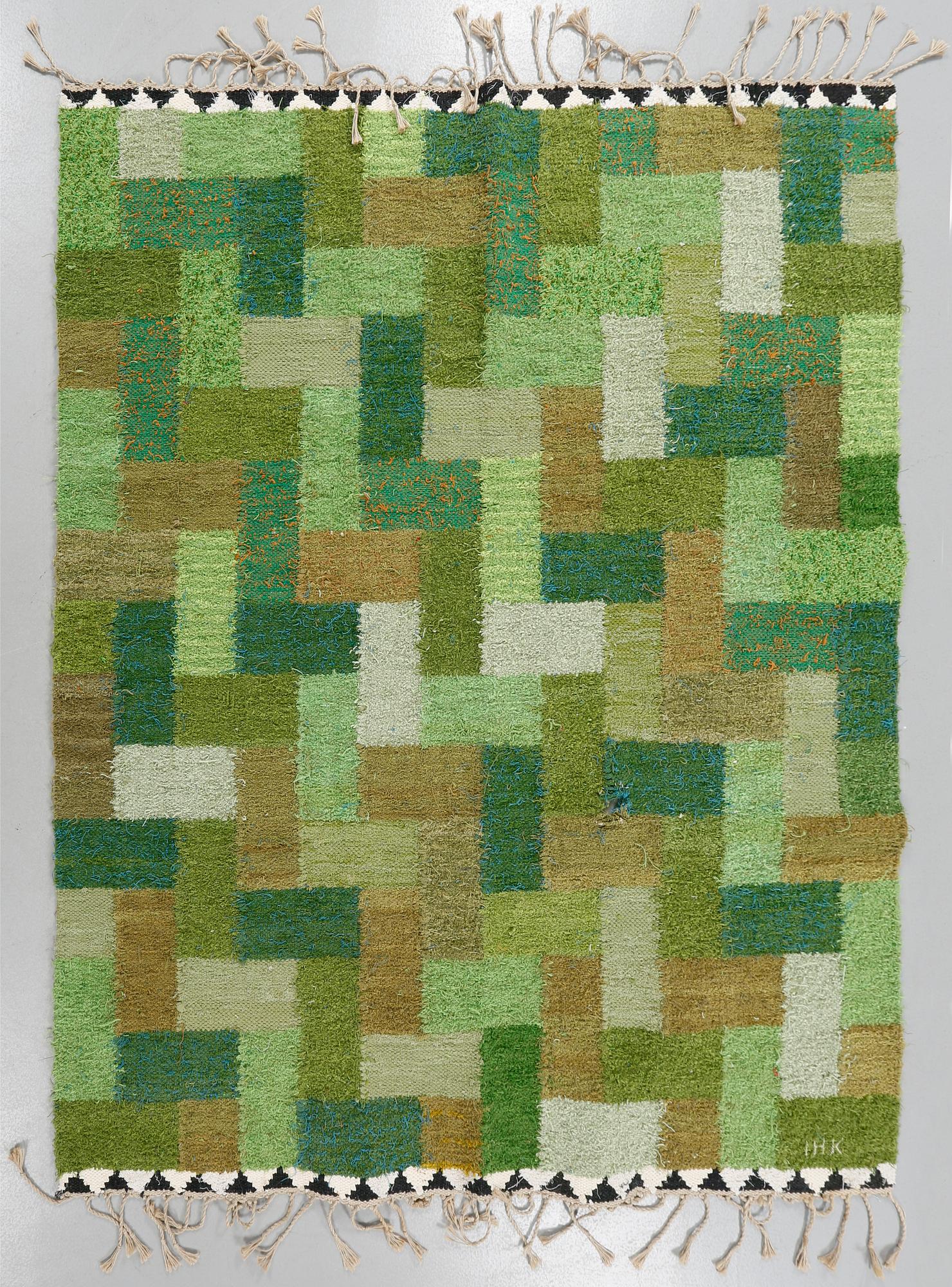 INGRID HELLMAN-KNAFVE , rag rug, signed IHK, 1960/70s.