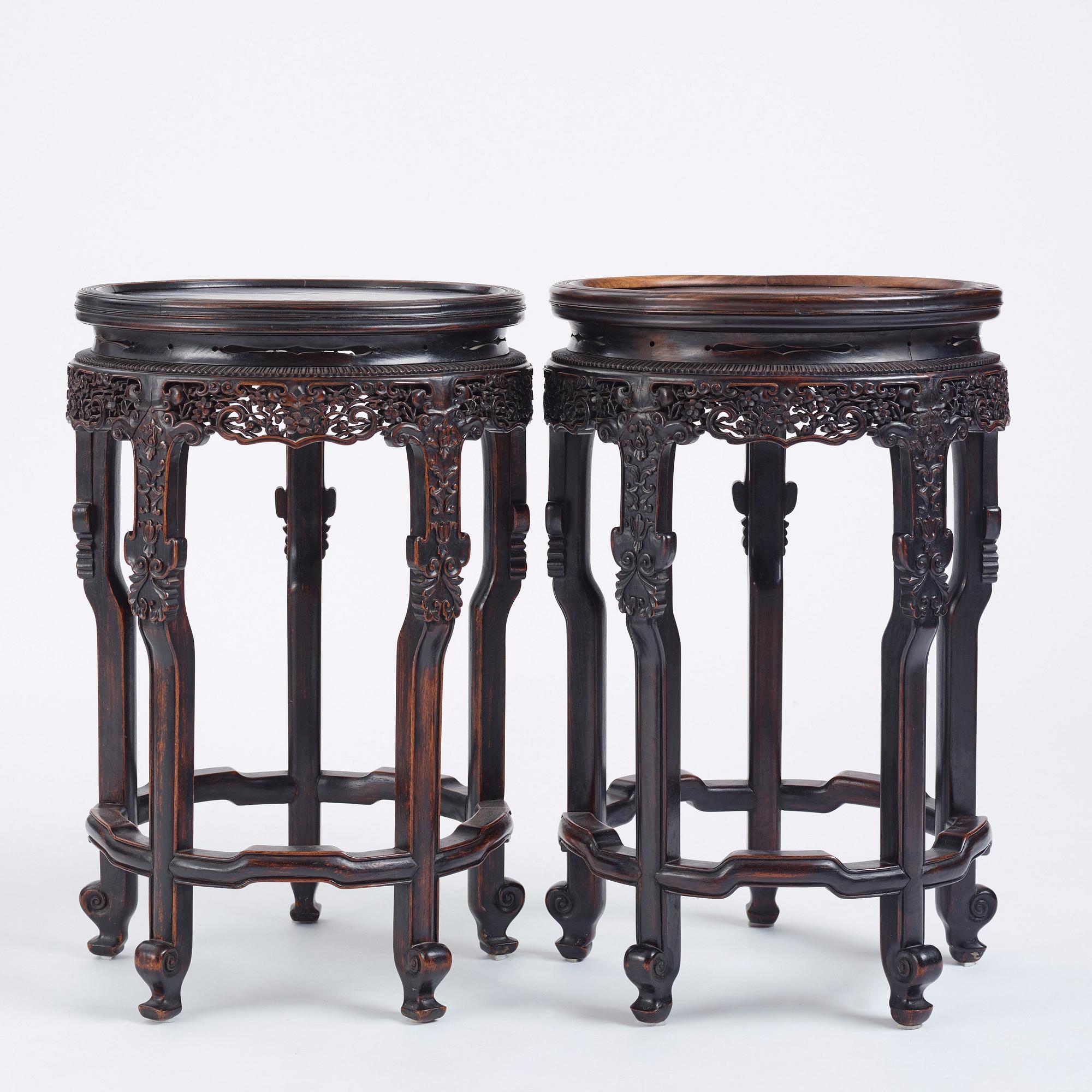 Bord, ett par, hongmu. Qingdynastin, 19th Century.