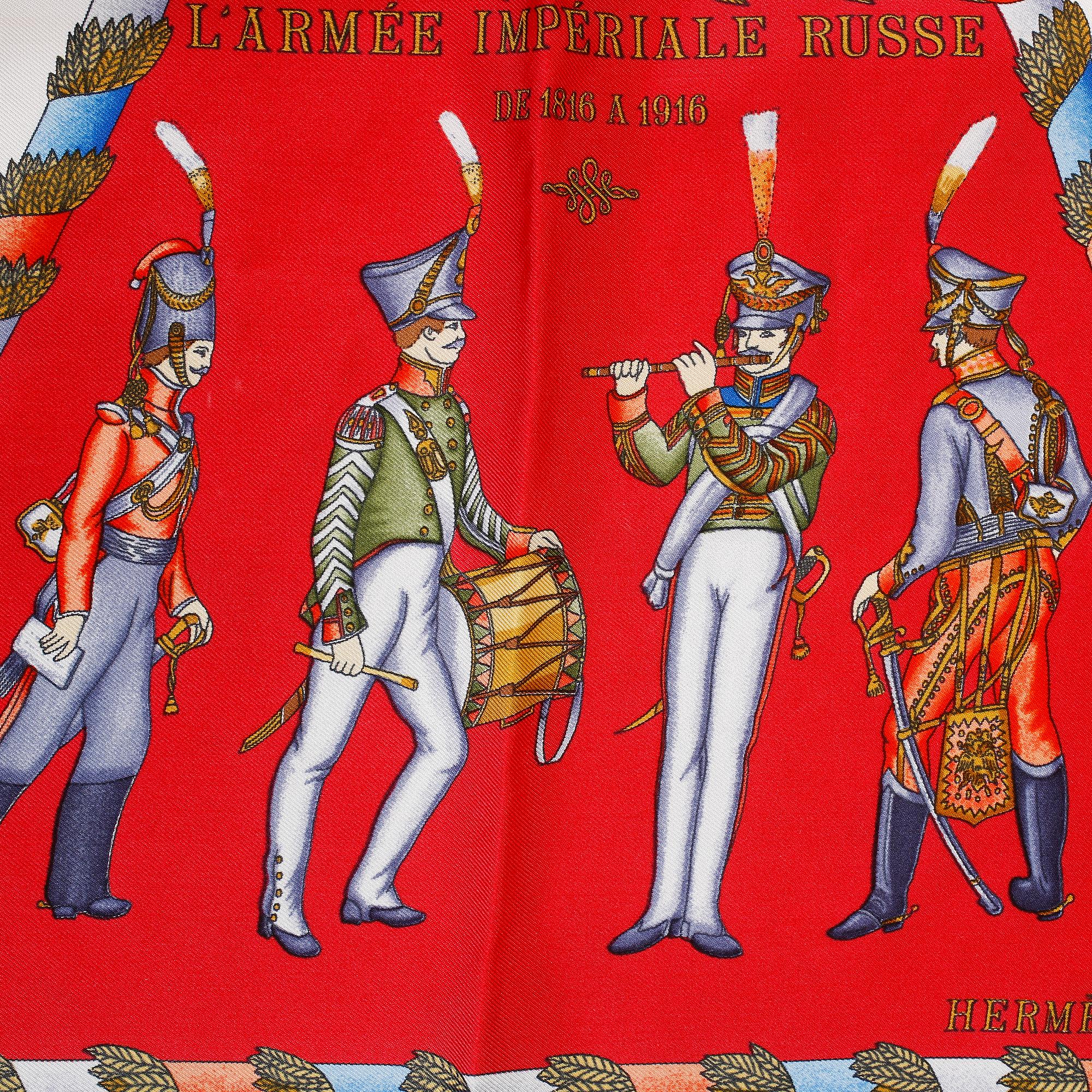 HERMÈS, scarf, "Paris L'Armee Imperiale Russe de 1816 a 1916".