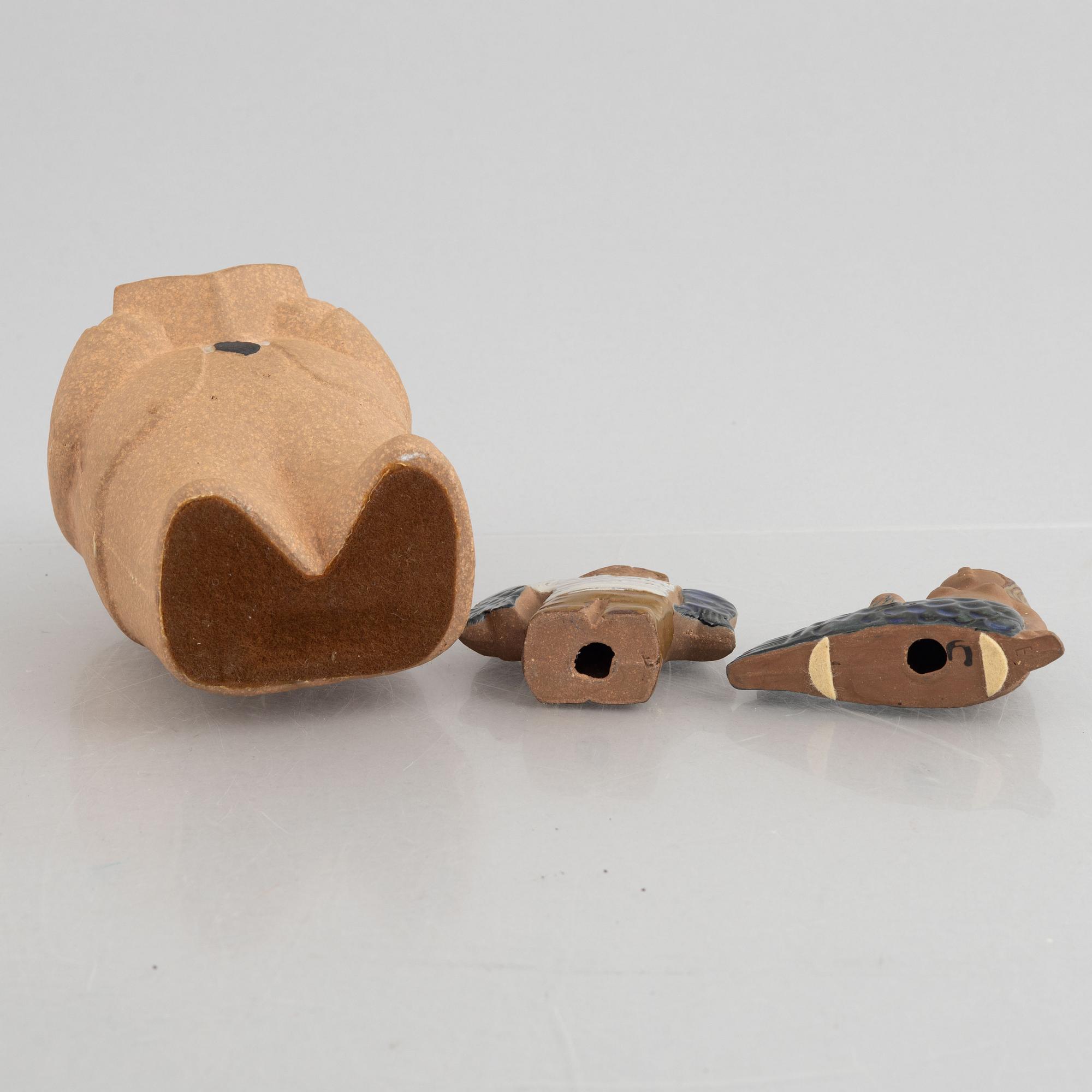 Lisa Larson, figuriner, 9 st, stengods, bl.a. ur serien "Lilla Zoo", Gustavsberg.