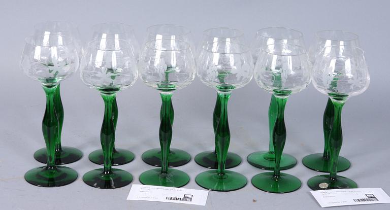 VITVINSGLAS, 12 st, Kosta, 1900-tal.