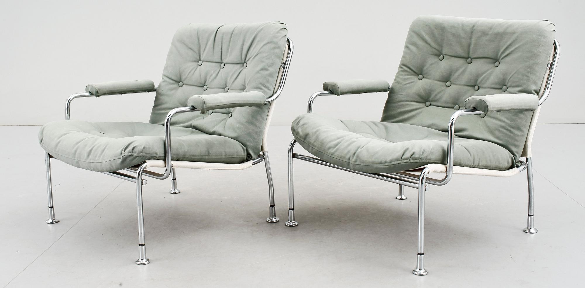 FÅTÖLJER, ett par, möjligen Bruno Mathsson, Dux, 1900-talets fjärde kvartal.