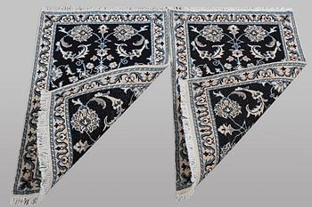 A pair of rugs, Nain, part silk, ca. 90 x 59 cm & ca. 89 x 58 cm.