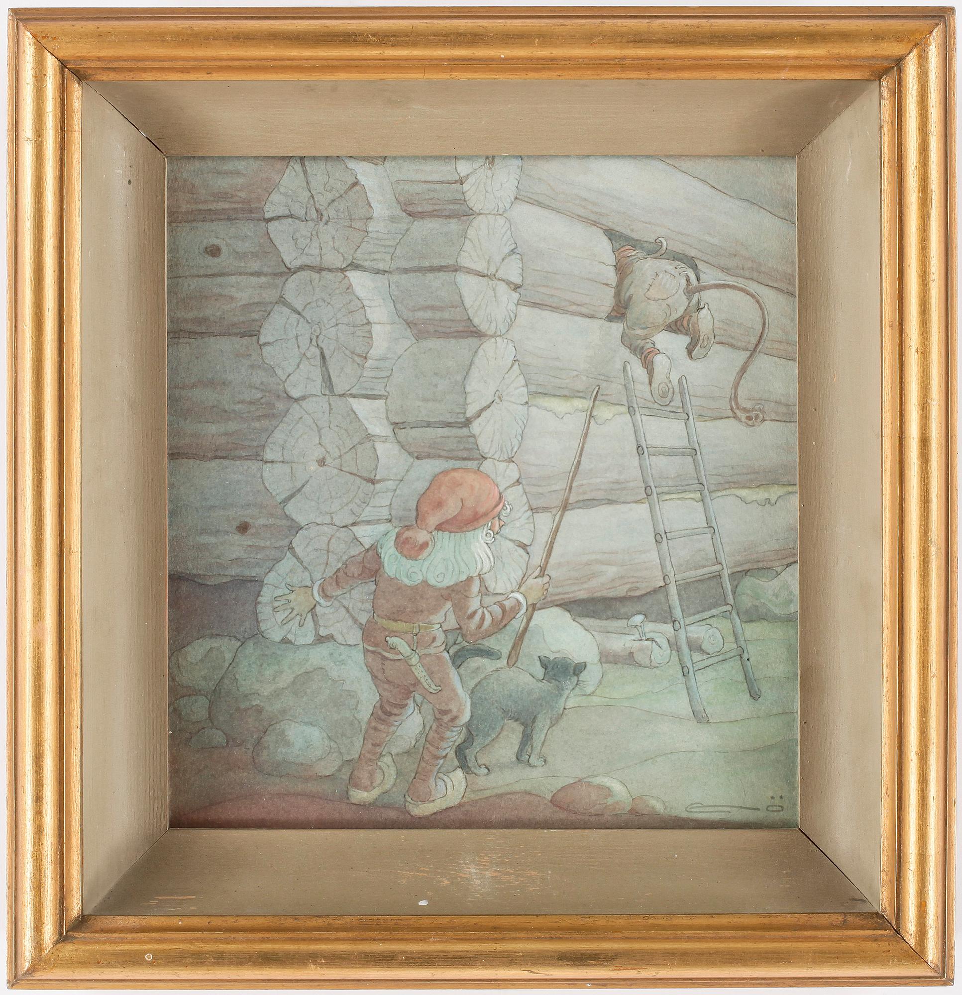 OKÄND KONSTNÄR, akvarell, monogramsignerad.