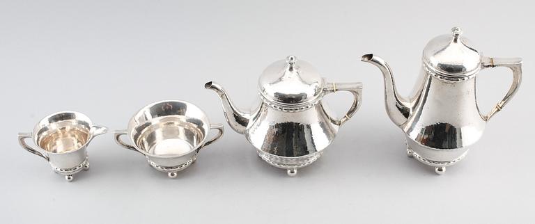KAFFESERVIS, 4 delar, silver, K Anderson, Stockholm 1918. Vikt ca 1741 gram.