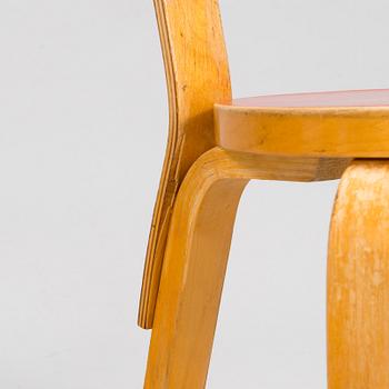 Alvar Aalto, a mid 20th century 'DL85' folding table, seven chairs for Artek.