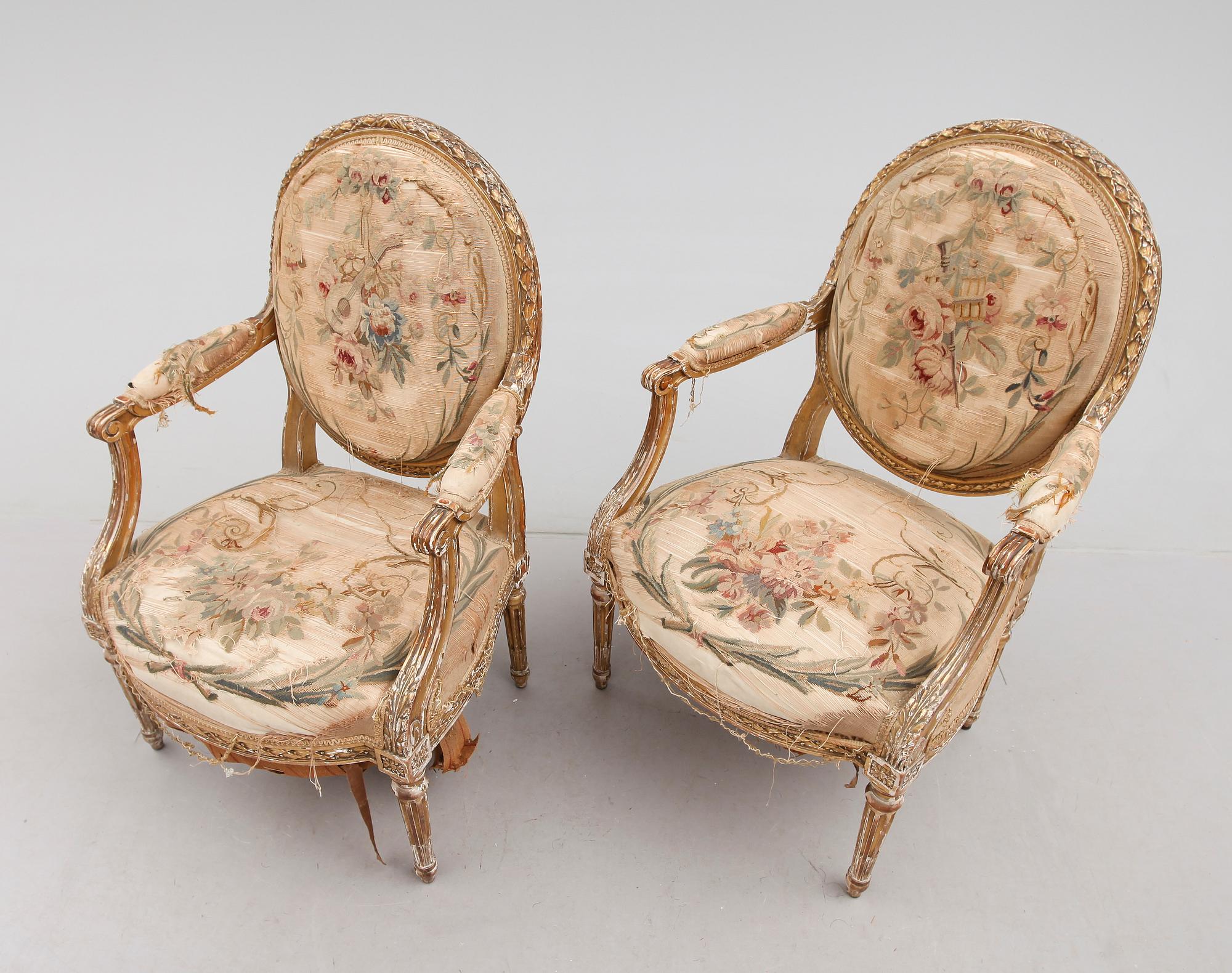 KARMSTOLAR, 1 par, Louis Seize, 1800-talets andra hälft.