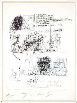 Jean Tinguely · JEAN TINGUELY, färglitografi, signerad och numrerad 35/300.