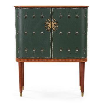 43. A Swedish Modern leather covered bar cabinet, 1940-50's.