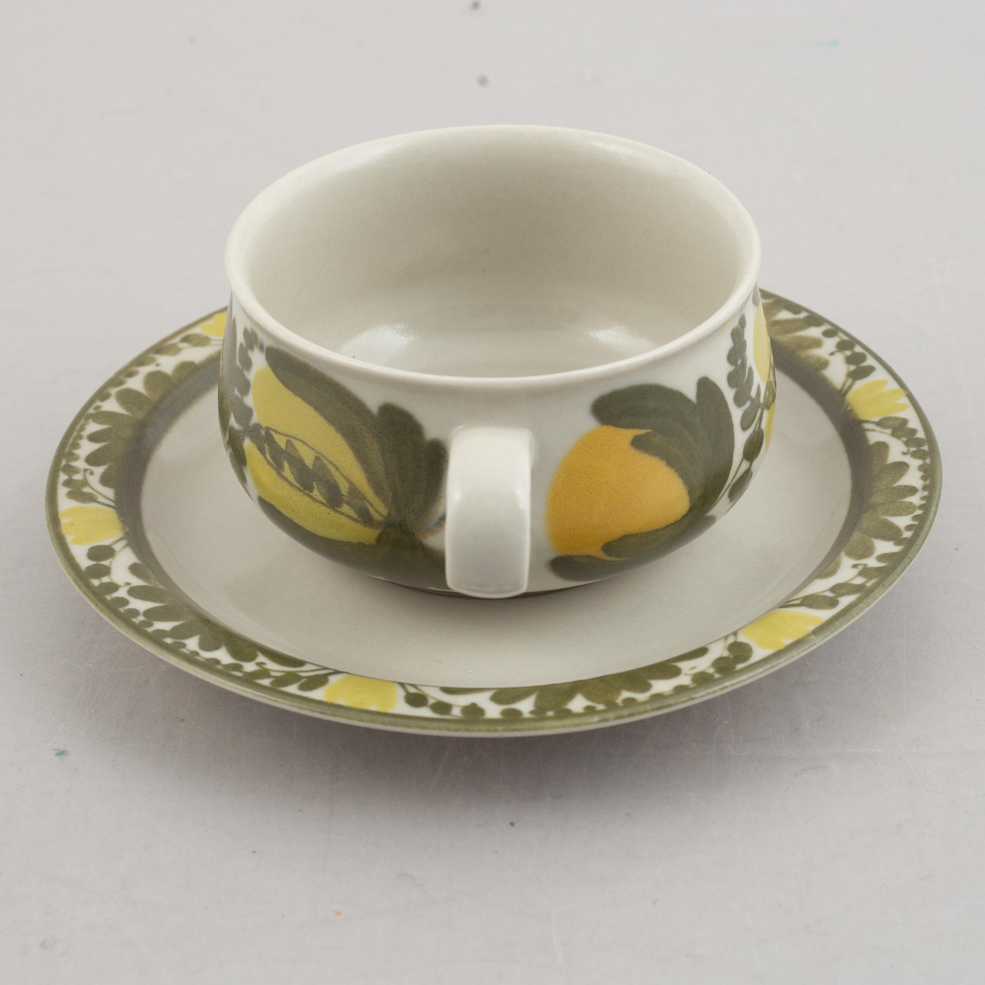 Raija Uosikkinen, eight stoneware coffee service parts, Arabia, Finland, 1960's.