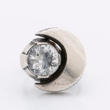 KARL LAINE, silver jewelry, 4 pieces with rock crystal, Finland, 1970s.
