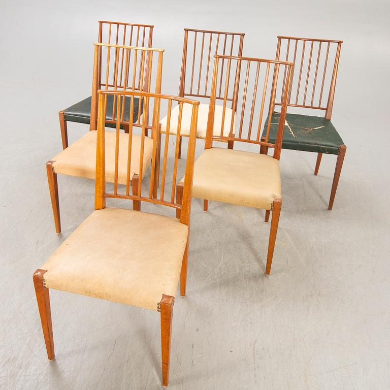 A set of six Josef Frank mahogany chairs model nr 970 Firma Svenskt Tenn later part of the 20th century.