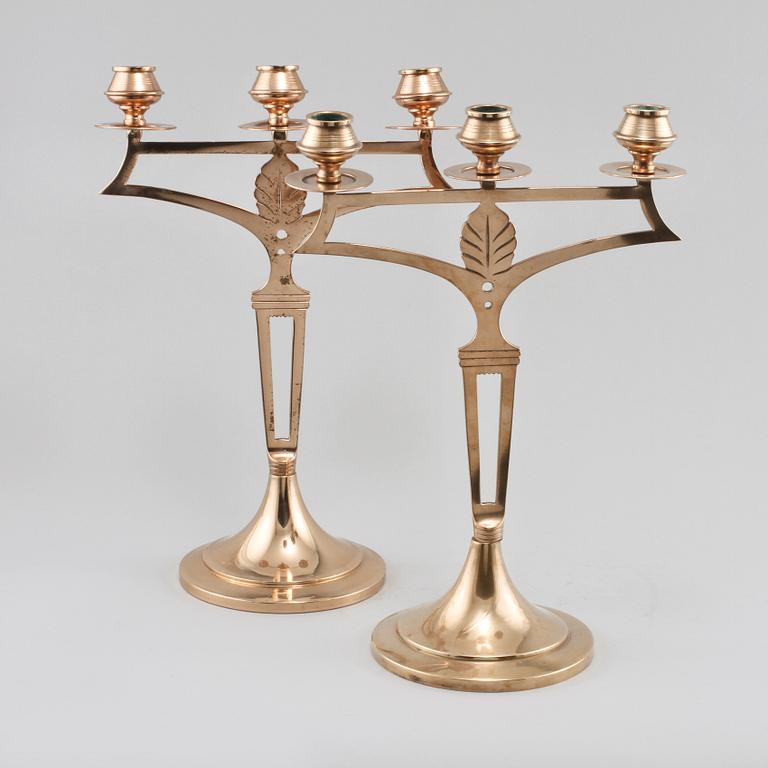 KANDELABRAR, ett par, jugendstil, modern tillverkning.
