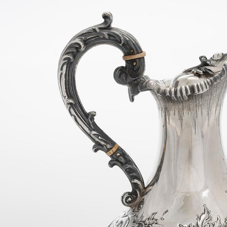 A sterling silver ewer, maker's mark of Robert W Smith, Dublin 1843.