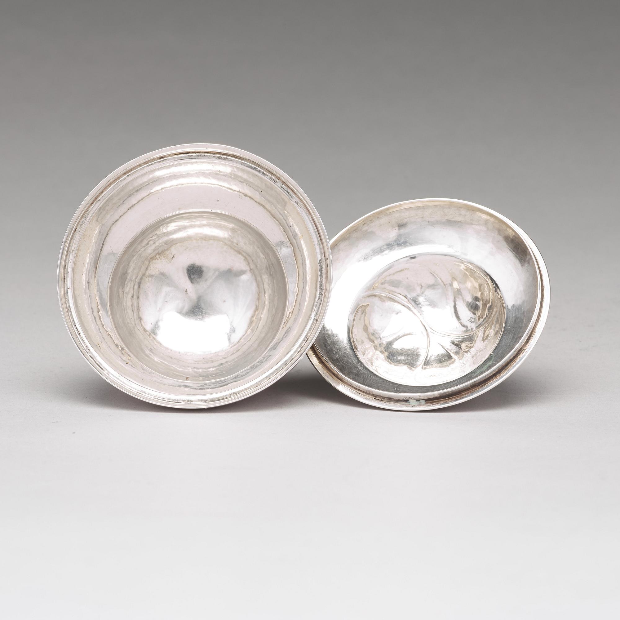 Georg Jensen, a "Blossom" sugarbowl and creamer, Copenhagen 1919-21, 830/1000 silver.