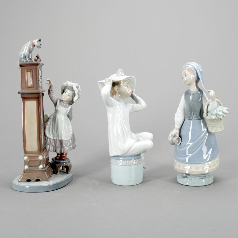 FIGURINER, 3 st, porslin, Lladro, Spanien, 1900-talets andra hälft.
