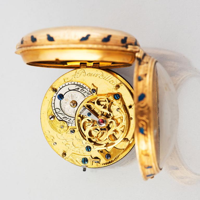 AUGUSTIN BOURDILLON (1729-1790), Stockholm 1771, gold and enamel pocket watch,